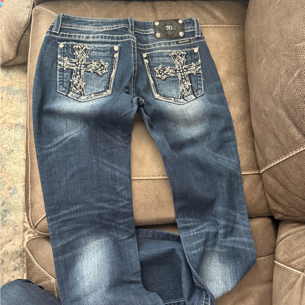 Miss Me cross embellished pockets